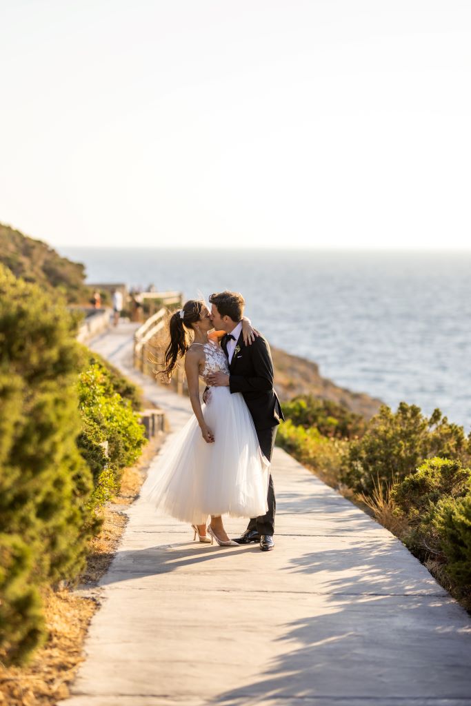 Capri wedding couple at lighthouse Happy Brides