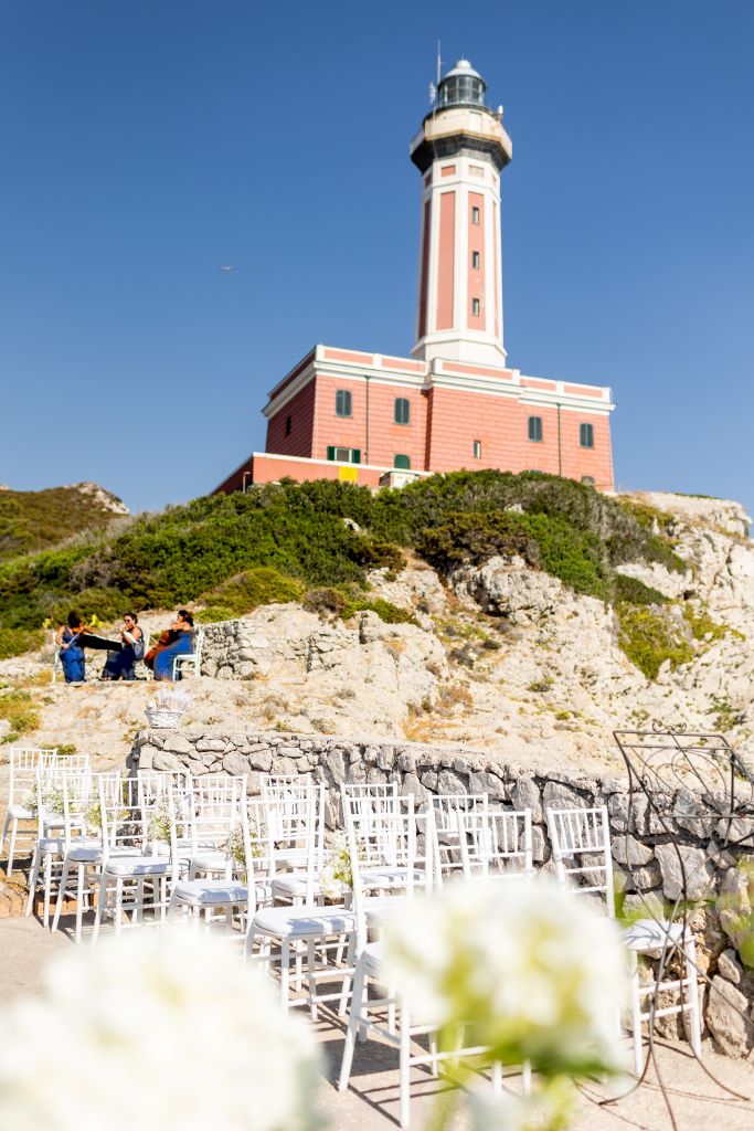 capri wedding ceremony lighthouse Happy Brides